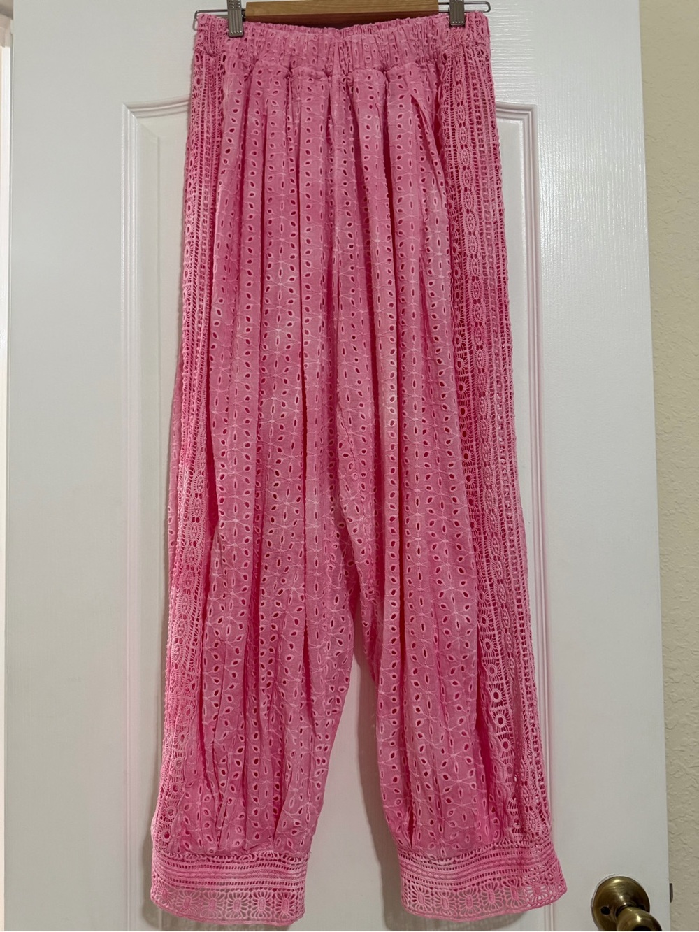 Free People Pink Eyelet Jogger Pants